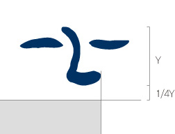 하단 배치 시 - 심볼과 1/4Y간격을 두고 배치